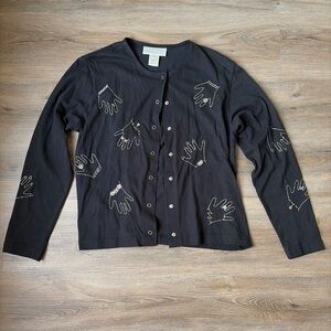 Susan Bristol 100% cotton vintage embroidered hand cardigan